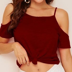 Red Cold Shoulder Top